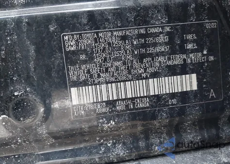 2022 Toyota Rav4 Le from USA, damaged, VIN 2T3F1RFV9NC268628